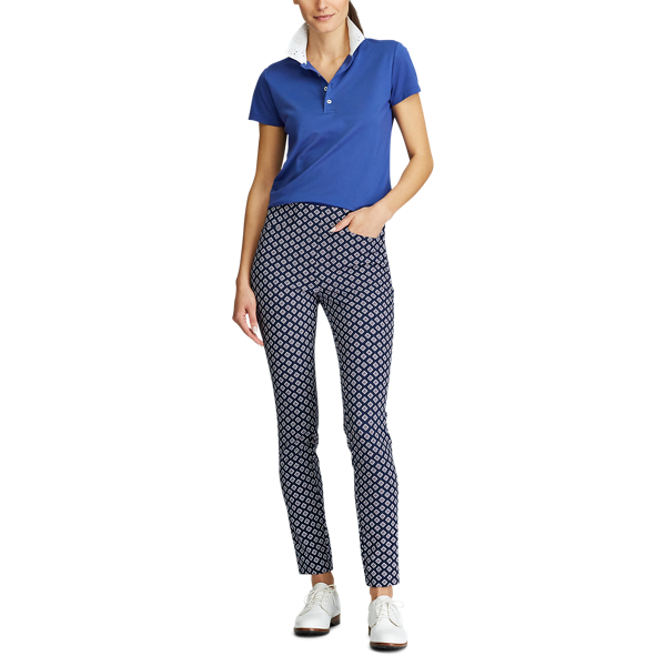 Pantalon de golf stretch imprimé RLX en Provençal bleu marine et rose 2