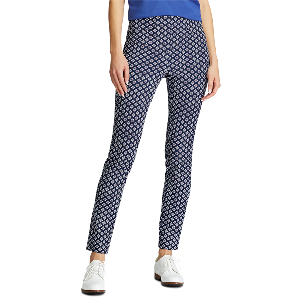 Pantalon de golf stretch imprimé RLX en Provençal bleu marine et rose 3