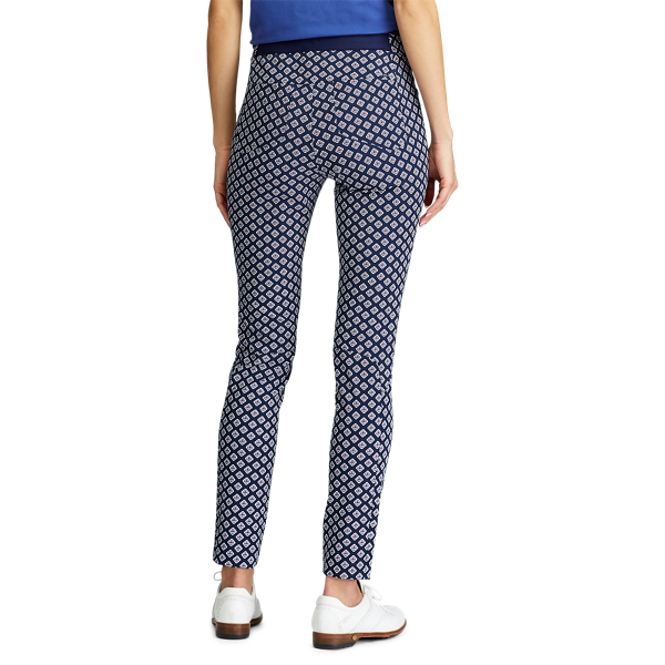 Pantalon de golf stretch imprimé RLX en Provençal bleu marine et rose 4