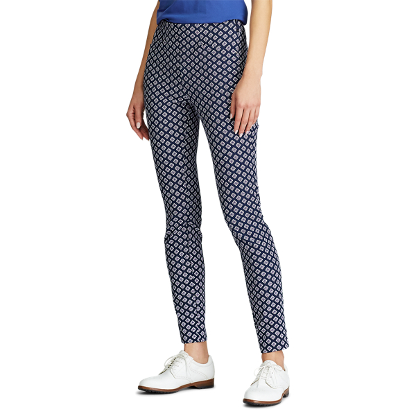 Pantalon de golf stretch imprimé RLX en Provençal bleu marine et rose 5