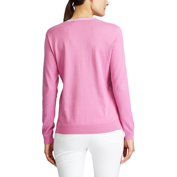 Golfpullover aus Baumwolle mit V-Ausschnitt Ralph Lauren Golf in Resort-Rosa/Wei&szlig; 4