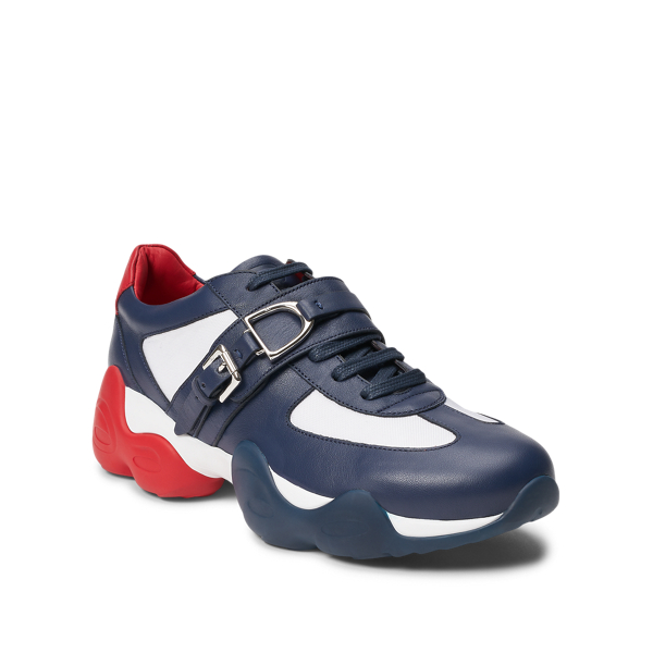 White/Navy Garin Calfskin Trainer Purple Label 2