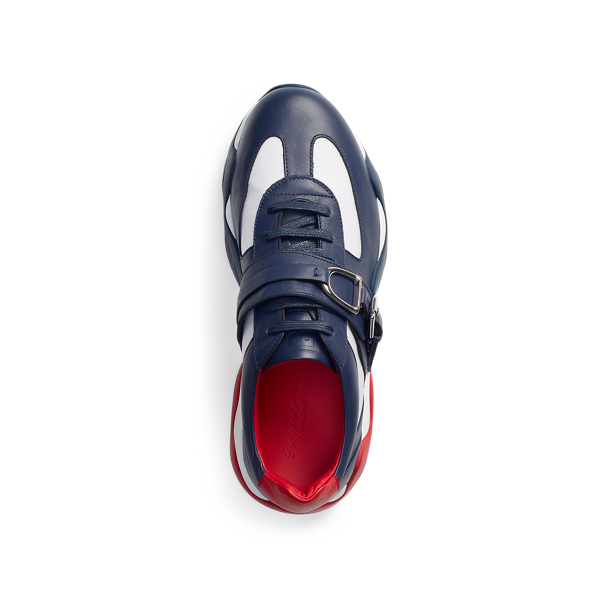 White/Navy Garin Calfskin Trainer Purple Label 4