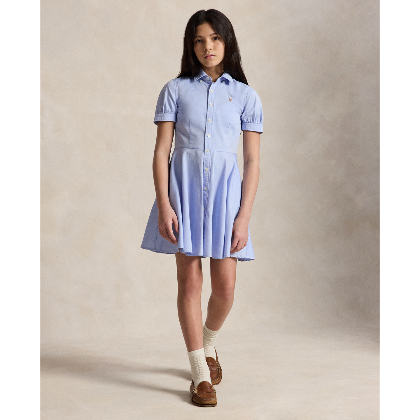 Детское платье Ralph Lauren Cotton Oxford Shirtdress, цвет: Синий — фото 5