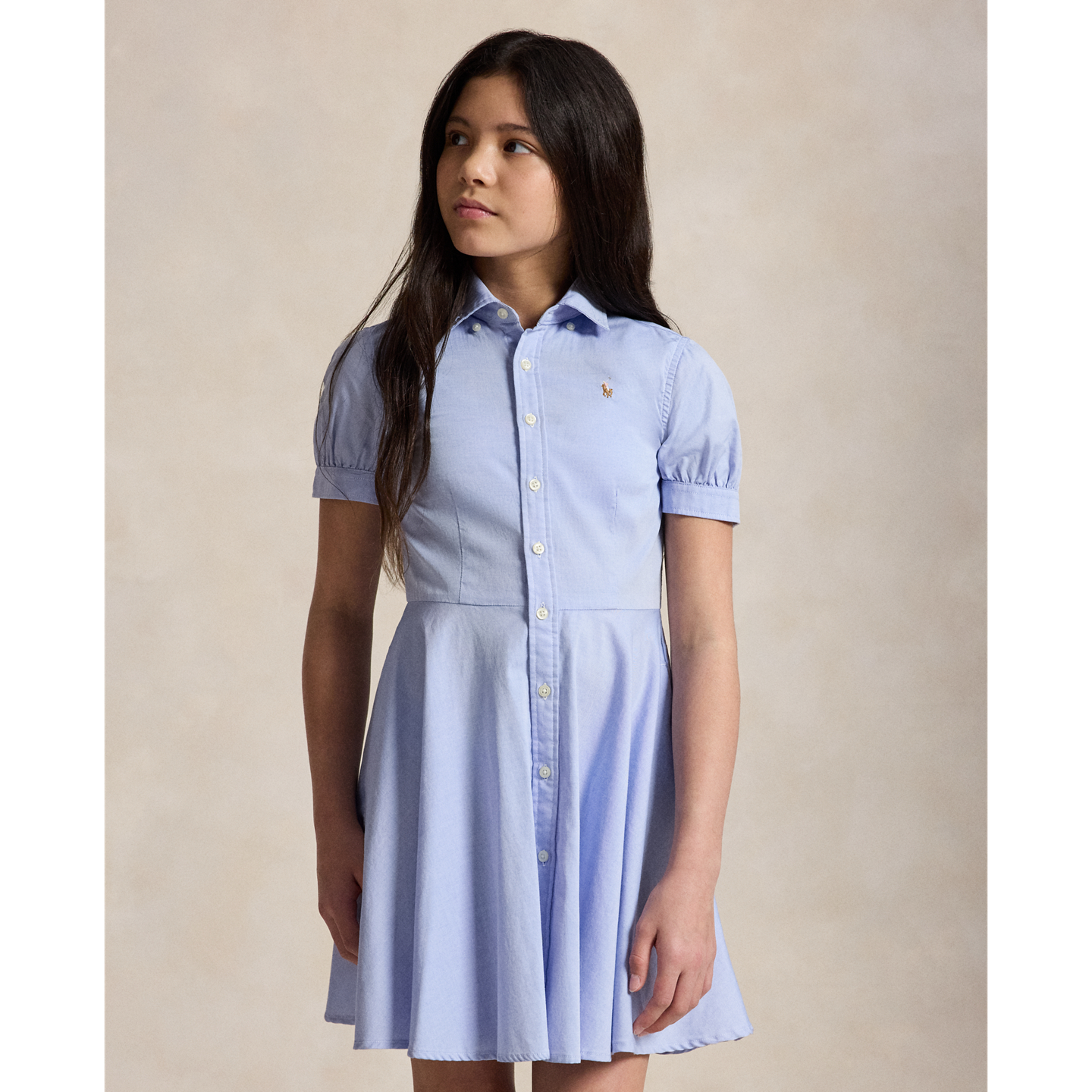 Детское платье Ralph Lauren Cotton Oxford Shirtdress, цвет: Синий — фото 2