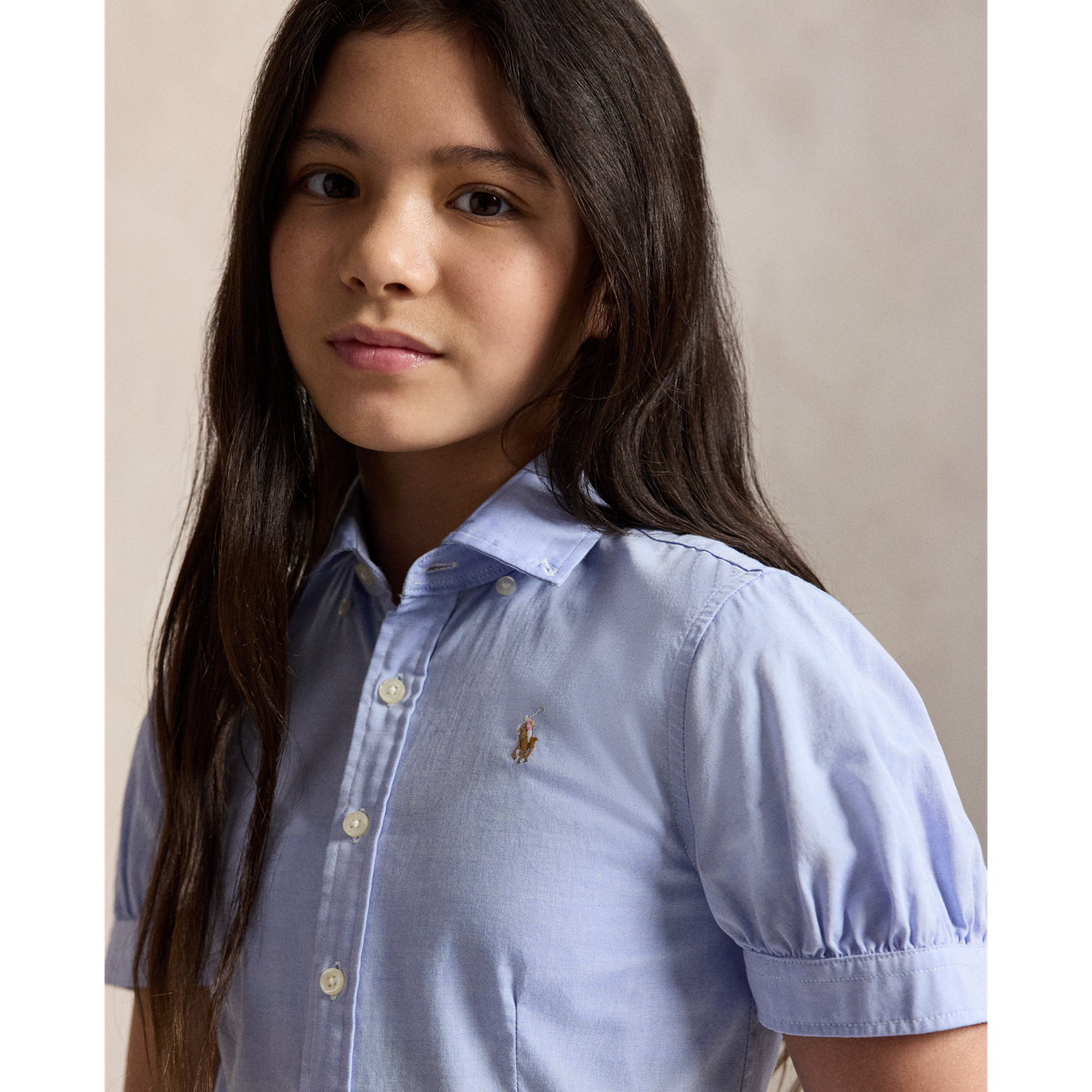 Детское платье Ralph Lauren Cotton Oxford Shirtdress, цвет: Синий — фото 3