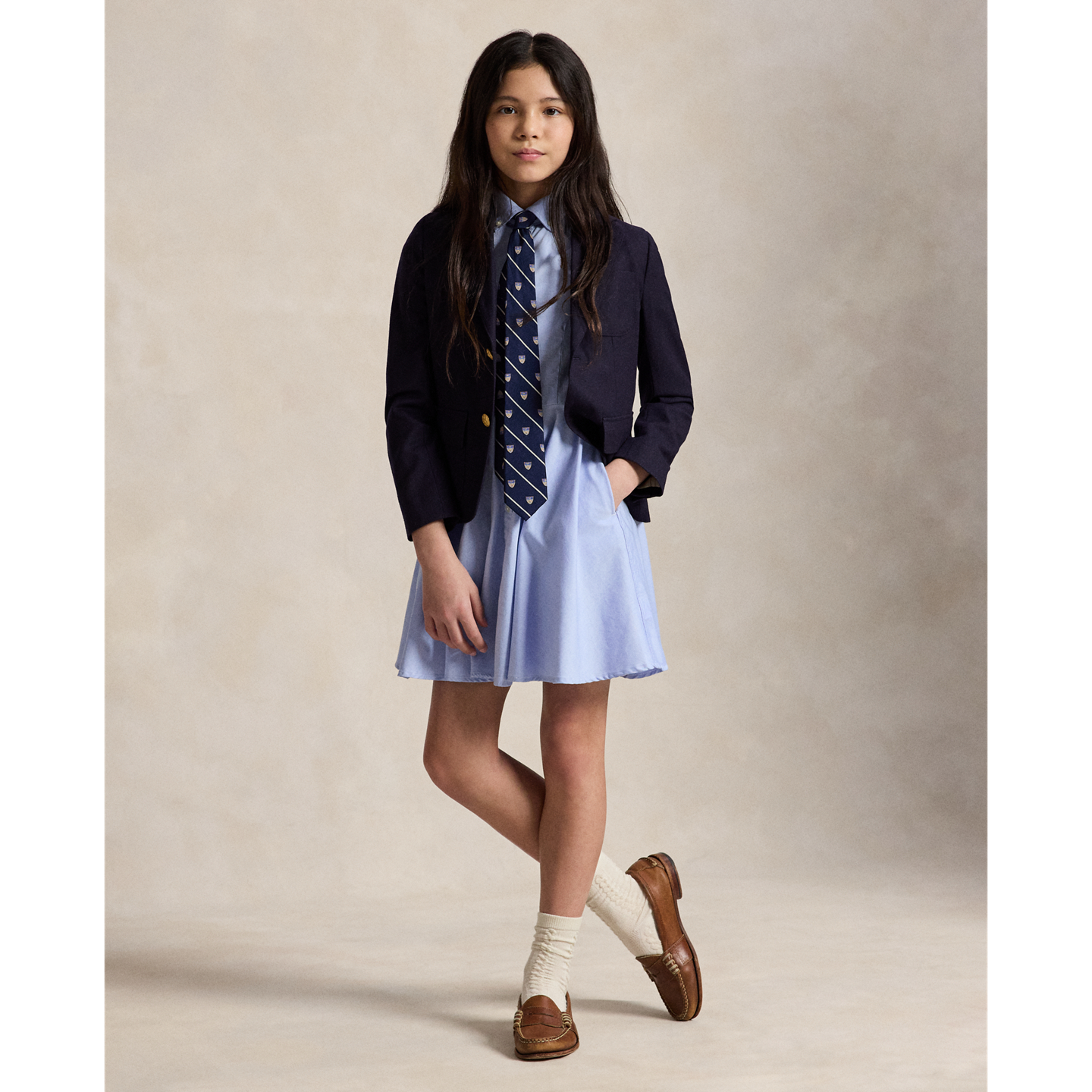 Детское платье Ralph Lauren Cotton Oxford Shirtdress, цвет: Синий — фото 4
