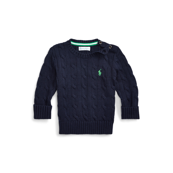 Cable-Knit Cotton Sweater Baby Boy em 1