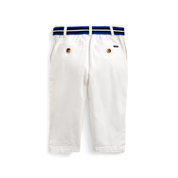 White Belted Stretch Cotton Chino Baby Boy 2