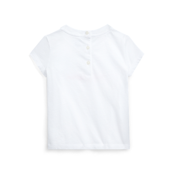 White Polo Logo Cotton Tee Baby Girl 2