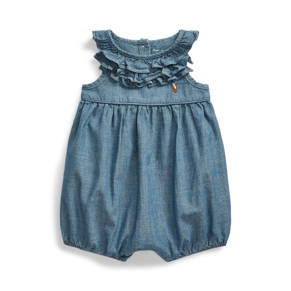 Chambray Bubble Shortall Baby Girl 1