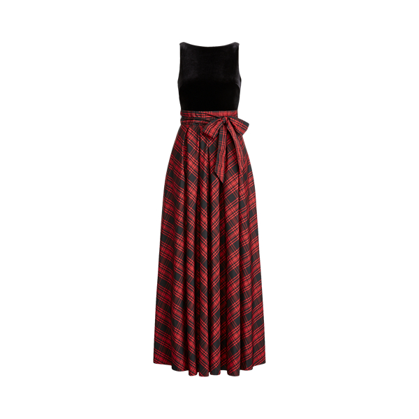 Velvet plaid deals dress