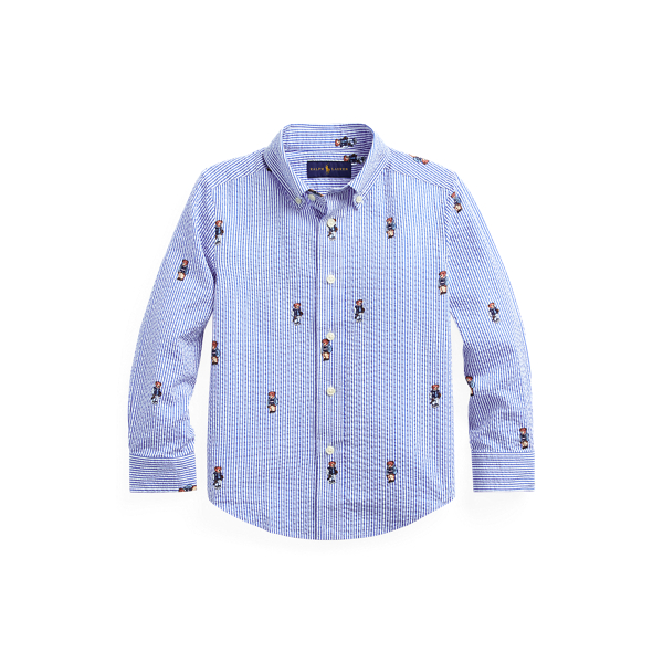 Boating Bear Seersucker Shirt Boys 1.5-6 Years in 1