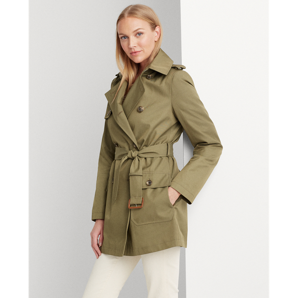 Ralph Lauren button up olive green trench coat factory