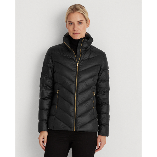 Black Packable Mockneck Coat Lauren 1
