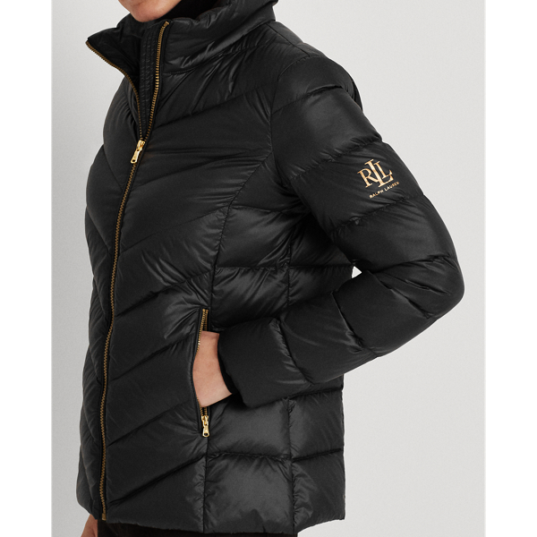 Black Packable Mockneck Coat Lauren 5