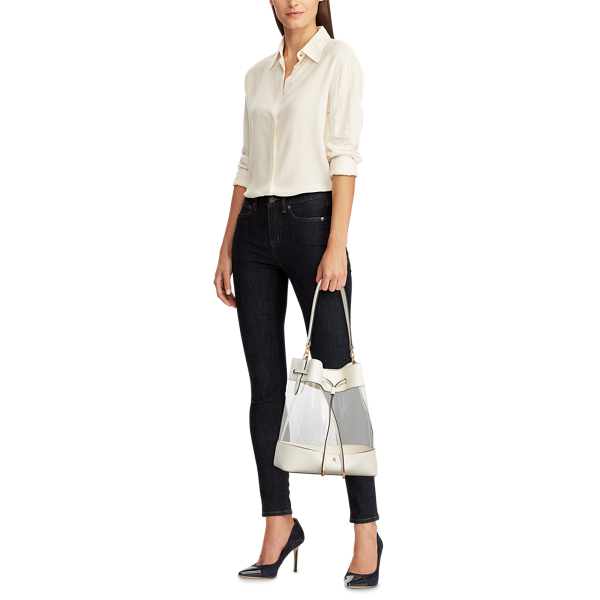 Clear/Vanilla Medium Debby Drawstring Bag Lauren 6
