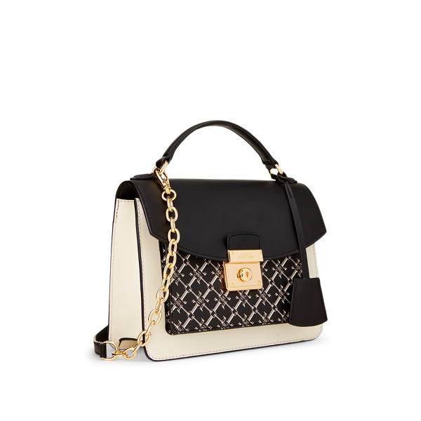 Black/Vanilla Saffiano Leather Satchel Lauren 2