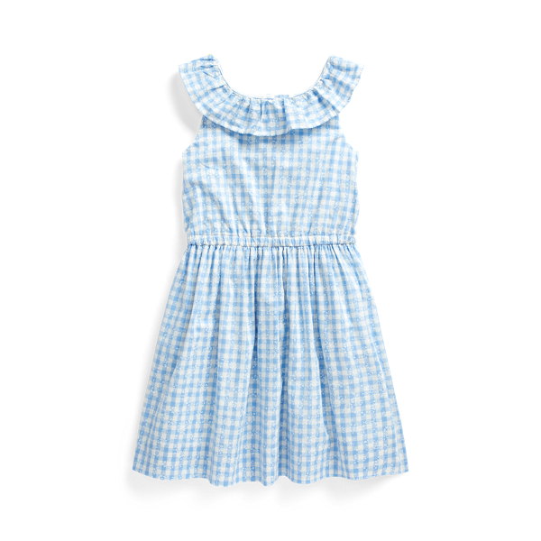 Gingham Cotton Poplin Dress Girls 1.5-6.5 Years em 1