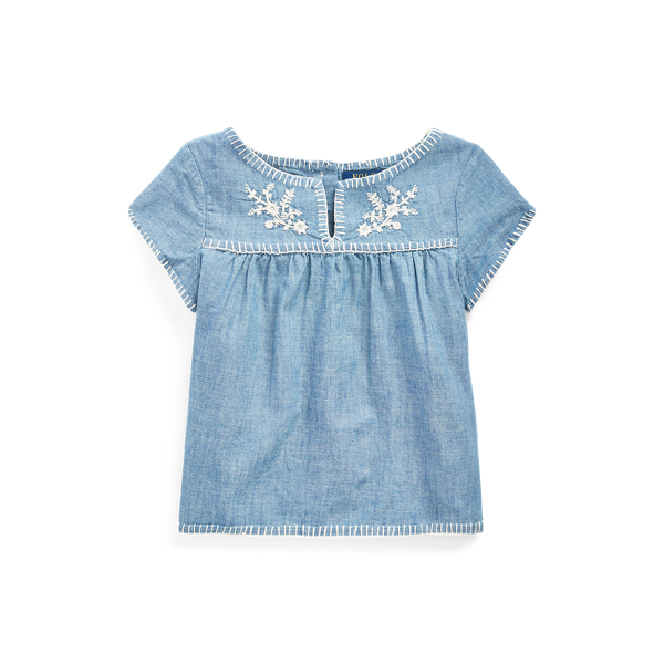 Embroidered Chambray Top Girls 1.5-6.5 Years 1