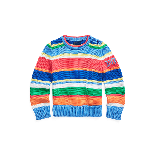 Striped Polo Cotton Sweater Girls 2-6x 1