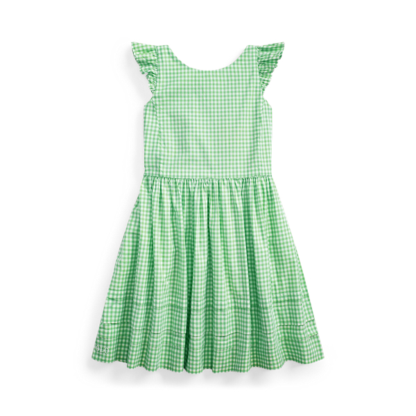 Gingham Cotton Poplin Dress Girls 2-6x 1