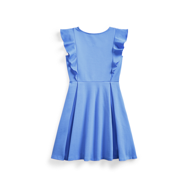 Harbor Island Blue Ruffled Stretch Ponte Dress Girls 7-16 2
