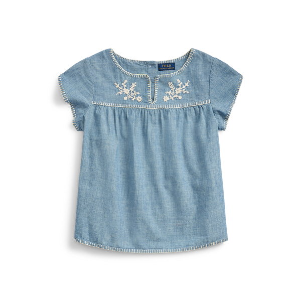 Haut en chambray brod&eacute; Girls 7-14 Years en 1