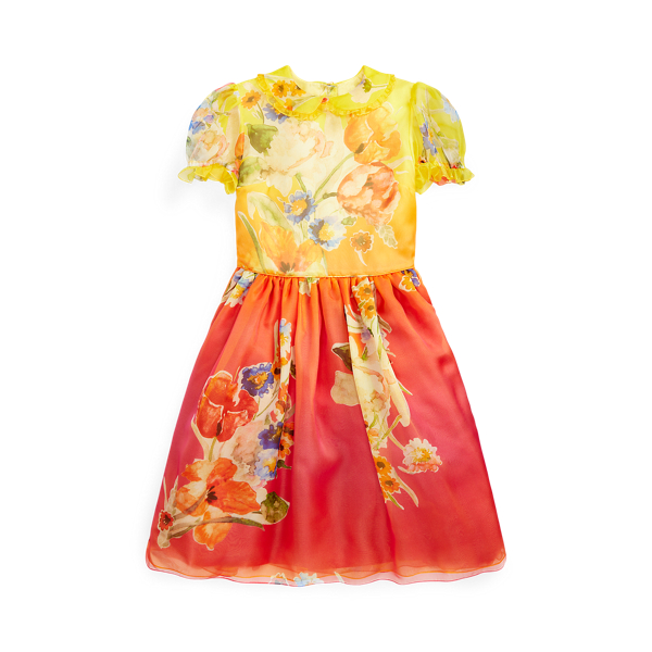 Vestido floral de organza de seda Girls 7-14 Years en 1
