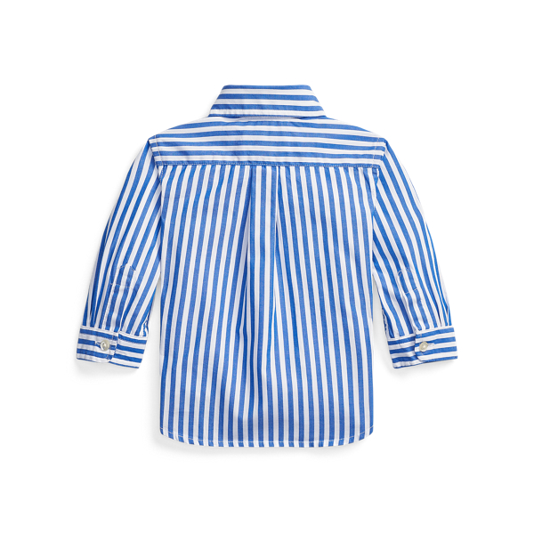 Travel Blue Striped Cotton Poplin Shirt Baby Boy 2