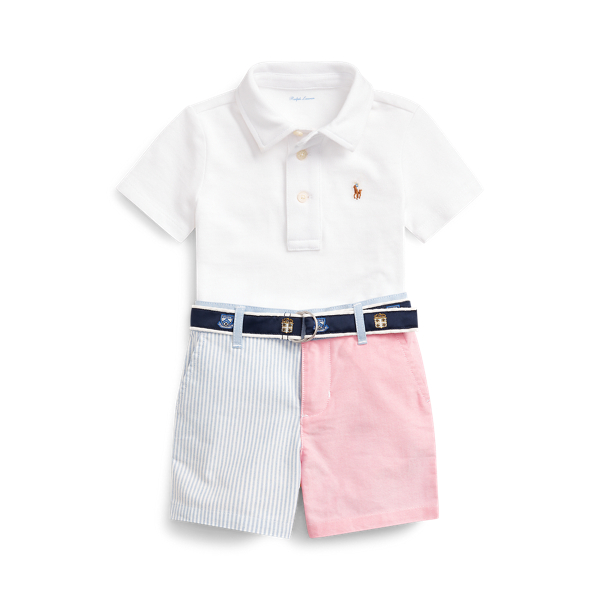 Conjunto de polo, cintur&oacute;n y pantal&oacute;n corto Baby Boy en 1