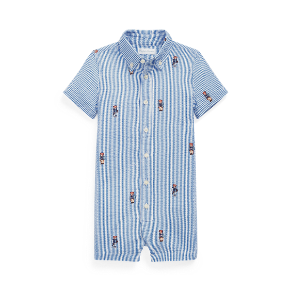 Polo Bear Seersucker Shortall Baby Boy in 1