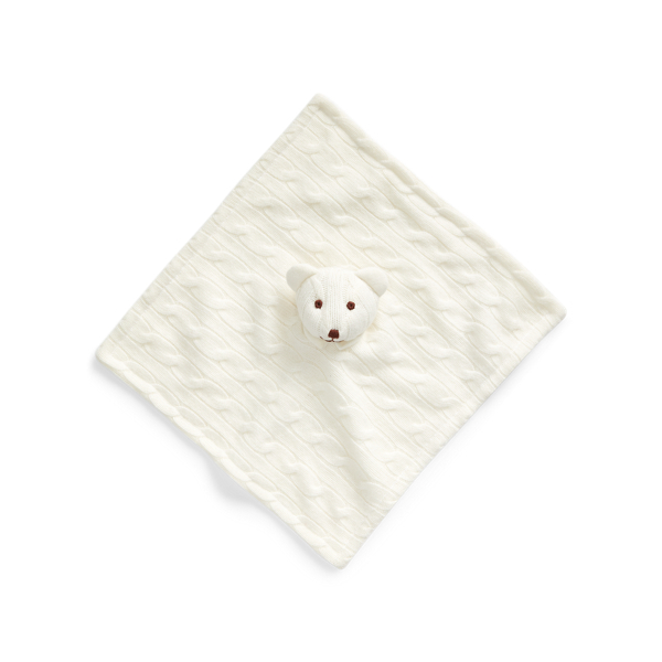 Kaschmir-Kuscheldecke mit B&auml;r Baby in Warmes Wei&szlig; 2
