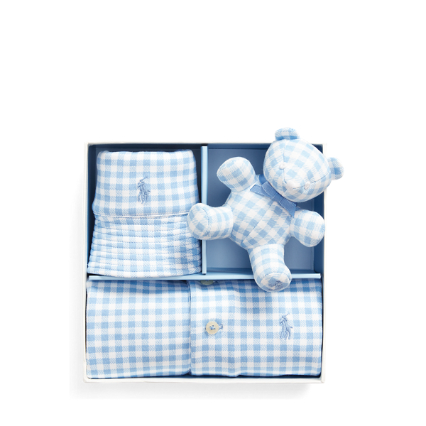 Gingham 3 Piece Gift Set for Baby Boy Ralph Lauren UK