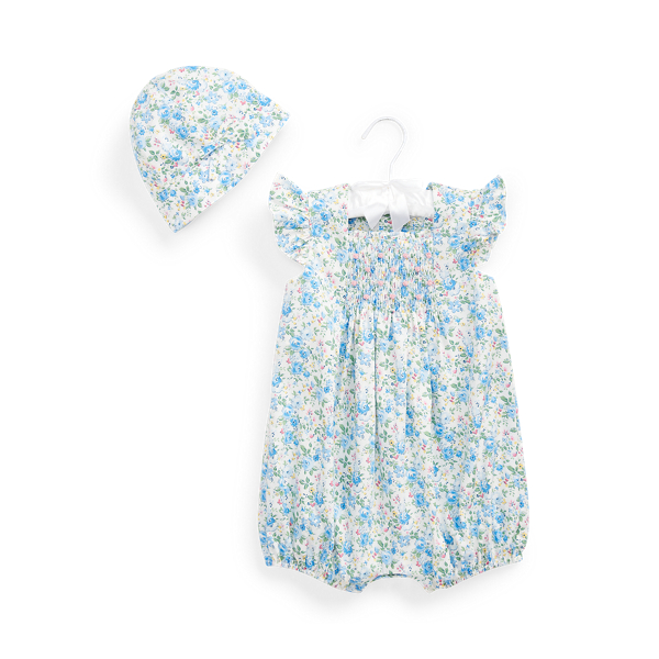 Combishort et bonnet fleuris Baby Girl en 1
