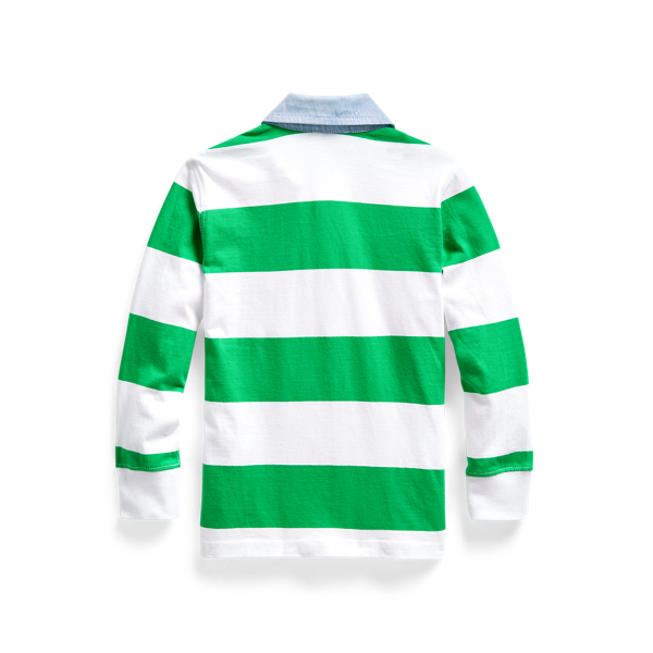 Golf Green/White Big Pony Striped Cotton Rugby Boys 2-7 2
