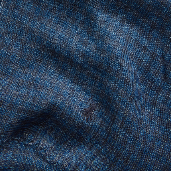 &Eacute;charpe en lin &agrave; carreaux Polo Ralph Lauren en &Eacute;cossais indigo fonc&eacute; 2