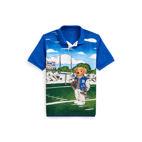 Football Bear Cotton Mesh Polo Boys 6-14 Years 1