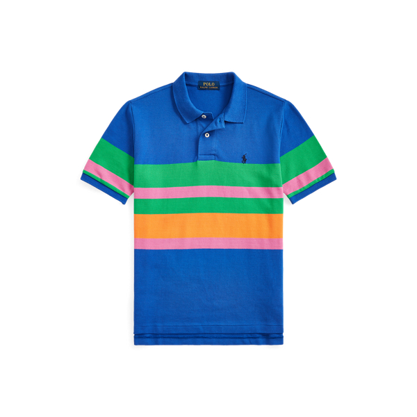 Striped Cotton Mesh Polo Shirt