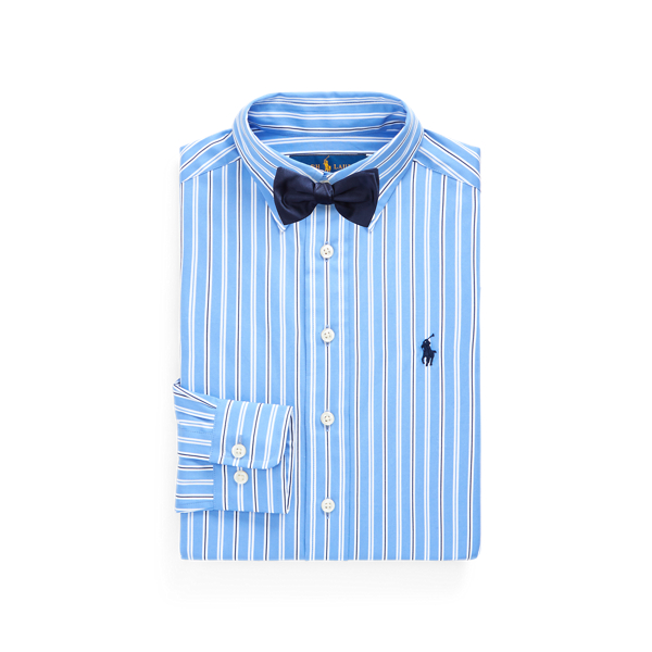 Blue/Navy Stripe Slim Fit Striped Cotton Dress Shirt Boys 8-20 2