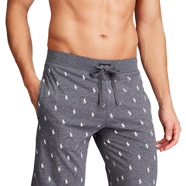 Charcoal Heather Aopp Slim Cotton Jersey Sleep Short Polo Ralph Lauren 4