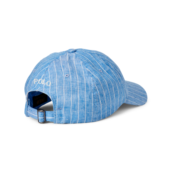 Capri Blue/White Stripe Striped Linen Ball Cap Polo Ralph Lauren 2