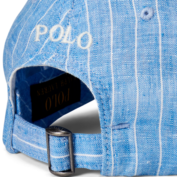 Capri Blue/White Stripe Striped Linen Ball Cap Polo Ralph Lauren 3