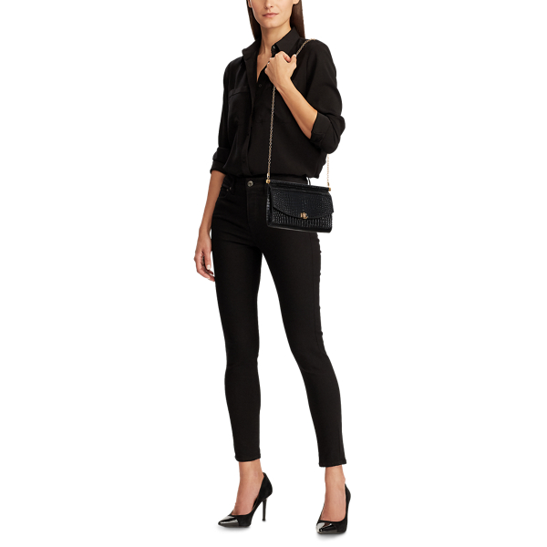 Black Leather Mini Clutch Lauren 8