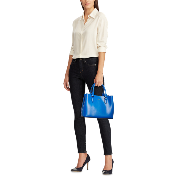 Masai Blue Leather Mini Marcy Satchel Lauren 7