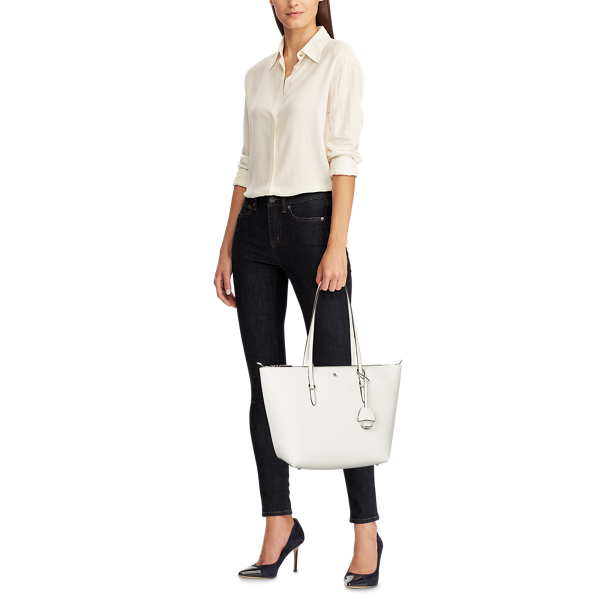 Vanilla Faux-Leather Medium Keaton Tote Lauren 5