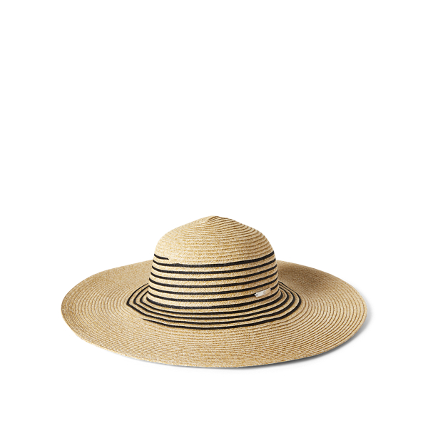 Natural/Black Striped Paper Sun Hat Lauren 2