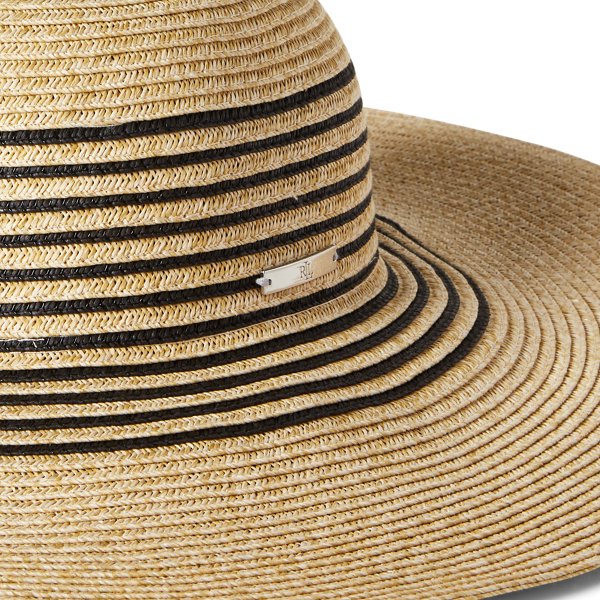 Natural/Black Striped Paper Sun Hat Lauren 3