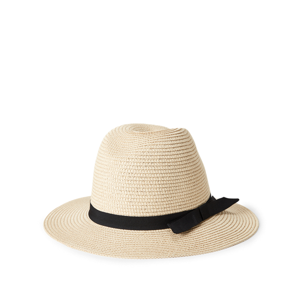 Natural/Black Bow Paper Fedora Lauren 2