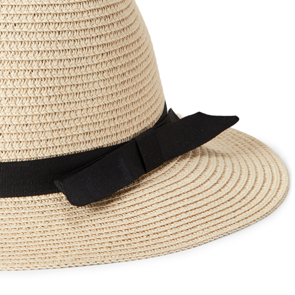 Natural/Black Bow Paper Fedora Lauren 3